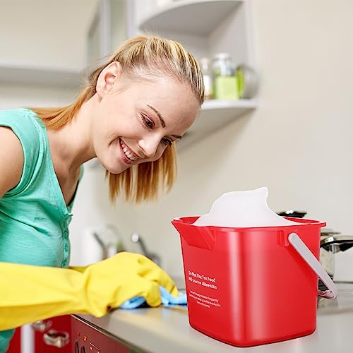 Image of Lallisa 12 Pcs 3 Quart Cleaning Bucket Small Sanitizing Square Bucket Detergent Pail for Home Office Commercial Restaurant Kitchen Bathroom School (Red)
