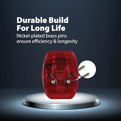 Image of Havells Heavy Duty Nickel Plated Brass Rated with 6A, 240 V AC 2 Pin Universal Adaptor LED Indicator, Flame Retardant and UV Stabilized for Safety Assurance from Catching Fire