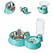 IEUDNS Dog Cat Feeder Water Dispenser Stainless Steel Pet Feeding Station,Large Capacity,Drinker Dish,Pet Water and Food Bowl Set, Blue