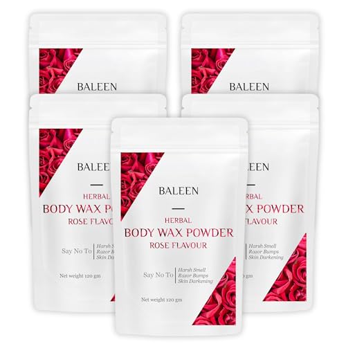 Image of BALEEN Bikini Wax Powder Women with Rose Flavour 120 Gm (Pack Of 5) | Painless Herbal Hair Removal Powder for women Bikini Area, Legs, Hands & Underarms with No Harmful Chemicals, No Irritation