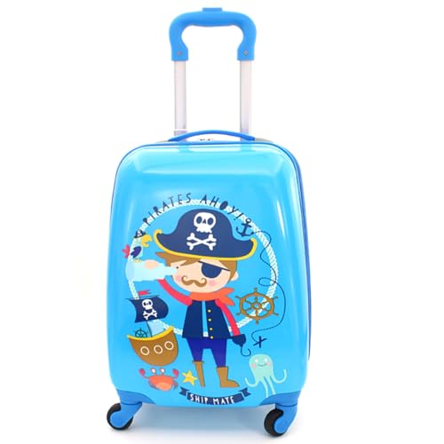 Genérico Maleta Infantil de Cabina Trolley Infantil Fantasia Estampados Equipaje de Mano 4 Ruedas giratorias 360 Grados 20x30x40cm (Pirata)