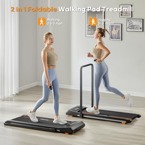 HitGo Walking Pad Treadmill, Under Desk Treadmill for Home Office, Portable Treadmills with Handle Bar, 2 in 1 Foldable Walking Pad Treadmill with Remote Control, App, and LED Display - Thumbnail 3