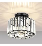 FRIDEKO HOME Kristall Deckenleuchte Schwarz - Modern K9 Kristall Kronleuchter Metall Rund Lampens...