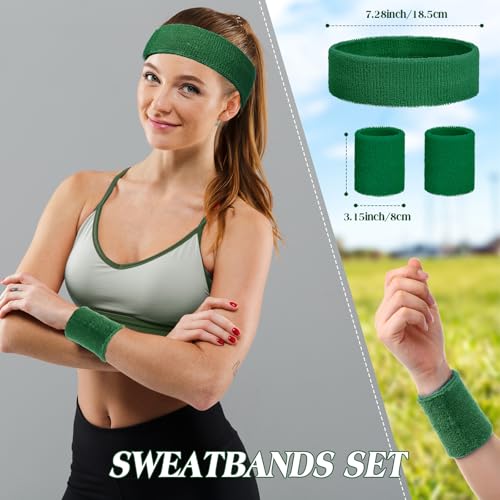 Image of Neon Sweatbands and Wristbands Bulk, Cotton Sports Headbands for Team Spirit, School Field Day, 80s 90s Party, Soccer Fan Accessories, Gym, Cheer and Group Events