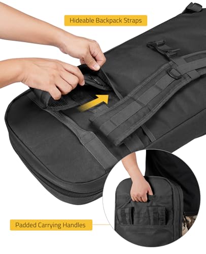 CVLIFE 30" 34" Soft Rifle Case Gun Backpack, Double Rifle Backpack Gun Bag Gun Case Covert Bug Out Bag, with Lockable Zipper for Hunting Shooting - Image 6