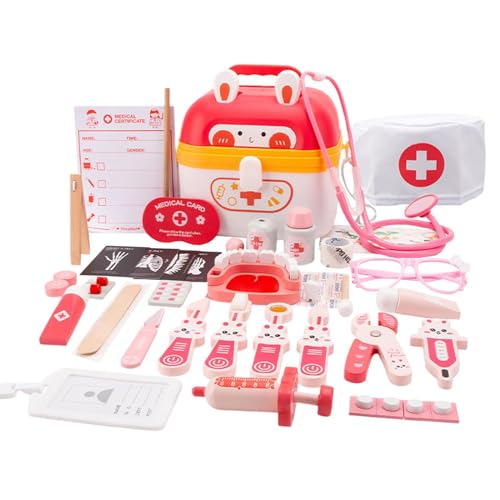 Pretend Play Doctors Set, Doctor Play Set, Medical Bag Kids, Realistic Doctors Toy, Kids Role Play Set, Complete Doctor Play Set Realistic Stethoscope and Medical Tools for Boys Girls Ages 3+
