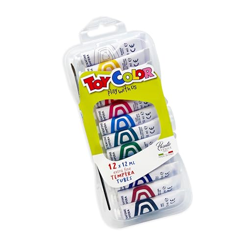 Toy Color Gouache extrafino | Paquete de 12 colores | Pintura témpera concentrada | Pinturas lavables para niños
