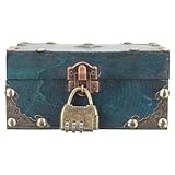 ibasenice Caja Joyero Vintage de Madera Cerradura, Diseño Elegante y Compacto para Almacenamiento Seguro de Anillos, Collares y Pulseras en Sala o Dormitorio