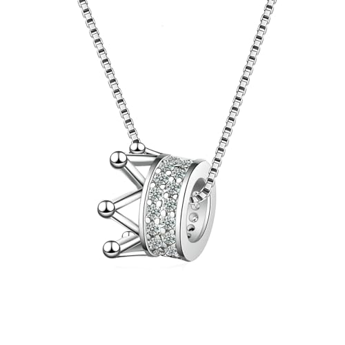 Manqyi Ciondolo da Donna, Collana con Ciondolo a Forma di Corona, Charm Corona da Principessa, Donna Collana Regolabili, Catena Regolabile Gioiello alla Moda - Regalo Perfetto, con Scatola Regalo