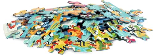 boppi Rompecabezas redondo con mapa mundial de 150 piezas de cartón reciclado para niños de 5 a 8 años con tema de animales, diámetro 58 cm miniatura 5
