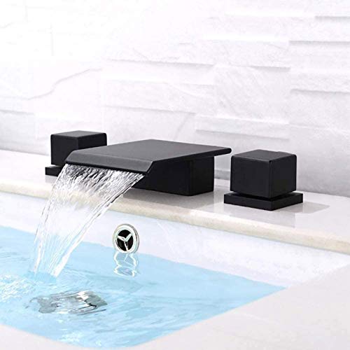 Robinet cascade noir pour rénovation de salle de bain parentale moderne