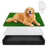 Dog Grass Pad with Tray - 32'x22' Dog Potty Grass with 8pc Pee Pads, Reusable Artificial Grass for Dogs Potty, Portable Indoor Outdoor Dogs Litter Box for Patio Balcony Porch