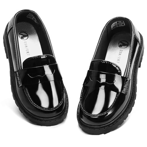 Girls Dress Shoes Chunky Loafers for Girl Platform Penny Loafers School Uniform Slip On Shoes