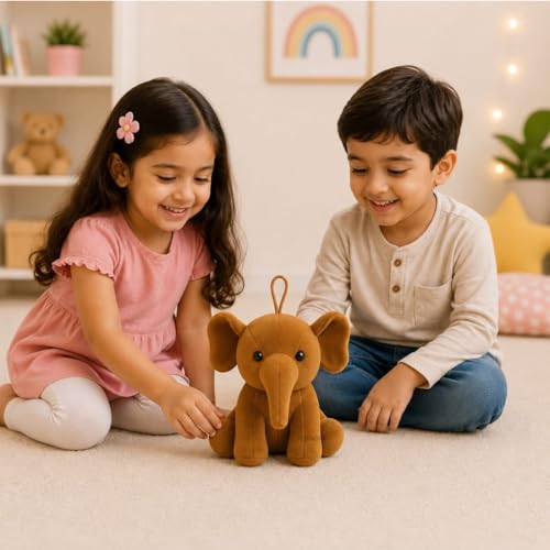 Image of Baby Ele Soft Toy for Girls Boys Kids, Brown, Dog Animal Plush Stuffed Teddy Gift Birthday, 18 cm
