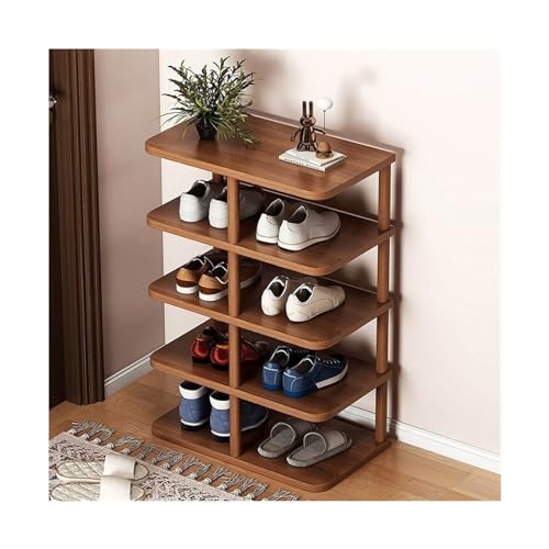 Zapatero vertical para entrada, sala de estar, dormitorio, organizador de almacenamiento de zapatos multicapa para 8 14 pares de zapateros estrecho que ahorra espacio en color marrón (5 capas)