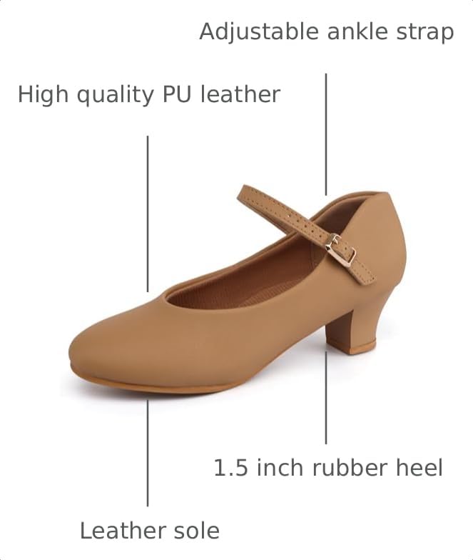 Image of Dynadans Women's Character Shoe Ankle Strap 1.5'' Latin Dance Shoes