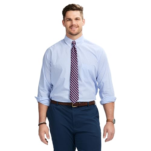 Izod Mens Big and Tall Dress Shirt Long Sleeve Wrinkle Free Stretch Button Down Collar