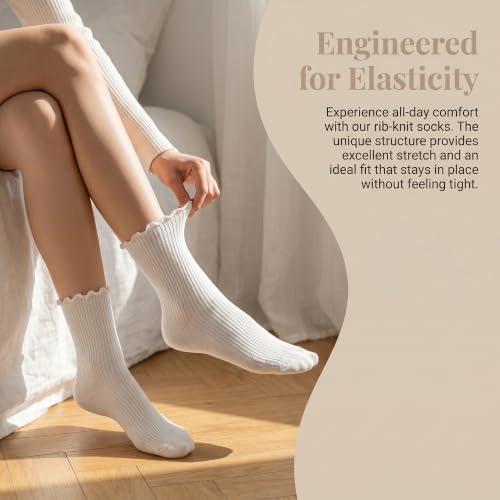 Image of GuaziV Women's Ruffle Socks, Womens Fun Novelty Crew Colorful Fashion Casual Socks