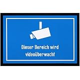 MoonWorks® Fußmatte mit lustigem Spruch Dieser Bereich ist videoüberwacht Überwachungskamera ironisch sarkastisch rutschfest & waschbar weiß 60x40cm