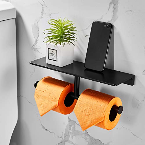 NSODOO Double Roll Toilet Paper Holder with Solid Brass Shelf and Superior Hotel Style Toilet Paper Dispenser, Save Storage - Image 3