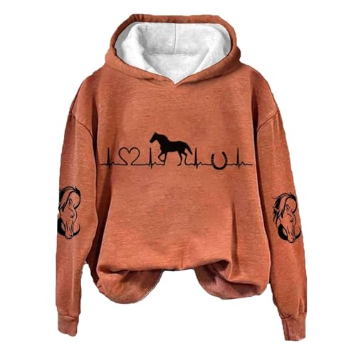 Pull en Femme Chevaux Battement de Cœur des Chevaux Amateurs de Capuche Décontracté Sweat à Capuche Décontracté à Manches Longues Chemise Imprimée Douce Sweat-shirt Hiver Femme Veste Printemps Femme,