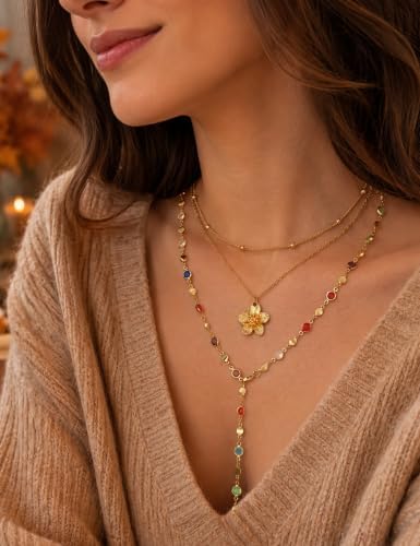 3PCS Layered Gold Cross Necklaces for Women Trendy, Bohemian Bead Pearl Y Long Pendant Necklace Set, Vintage Rosary Necklace Stack Adjustable Length — view 4
