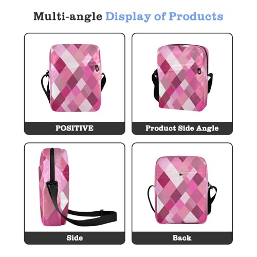 mens messenger bag crossbody Shoulder Bag For Woman Womens Casual Purses Adjustable Strap for outdoor sports outdoor sports- Rhomboid Neutral Hot Pink4