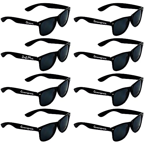 8 Pack Groomsmen Sunglasses for Men - Wedding Sunglasses for Groomsman Proposal Gifts, Bachelor Party Favors