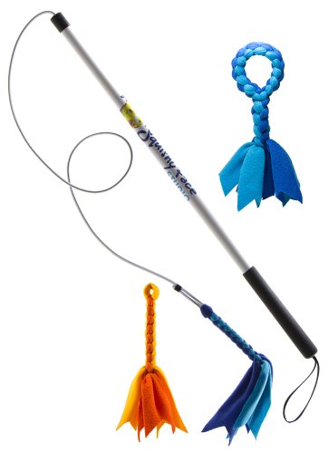 Squishy Face Studio Bundle - 3 Items: Flirt Pole V2 with Braided Fleece Lure, Extra Fleece Lure & Braided Fleece Tug Dog Toy