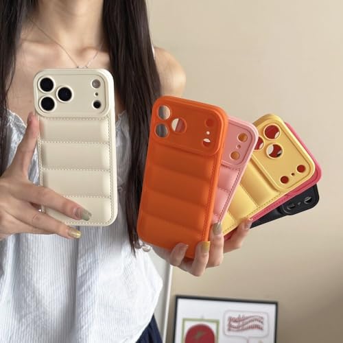 Coque iPhone 15 rose doudoune de luxe en silicone antichoc douce - 6