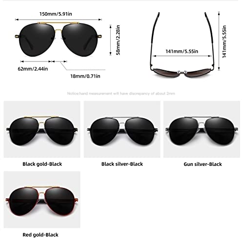 Mens Sunglasses Polarised Vintage Eyewear UV400 Protection for Driving Travel (Color : Red Gold-Black)3