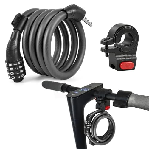 E Roller Schloss 4-stellige Fahrradschloss Kabelschloss Kompatibel für Xiaomi M365/Pro2/Max/ES/GXL Essential Scooter/Fahrrad/Motorrad/Baby 1.2m/12mmAnti-Diebstahl Ideal Zahlenschloss für 12 Stahlkabel