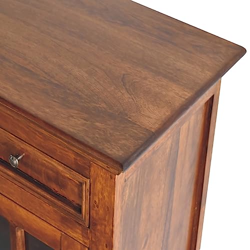 Enhances Home Decor with Large Glazed Sideboard, Contemporary Solid Wood Design, Versatile Storage Solution in Chestnut - Image 8