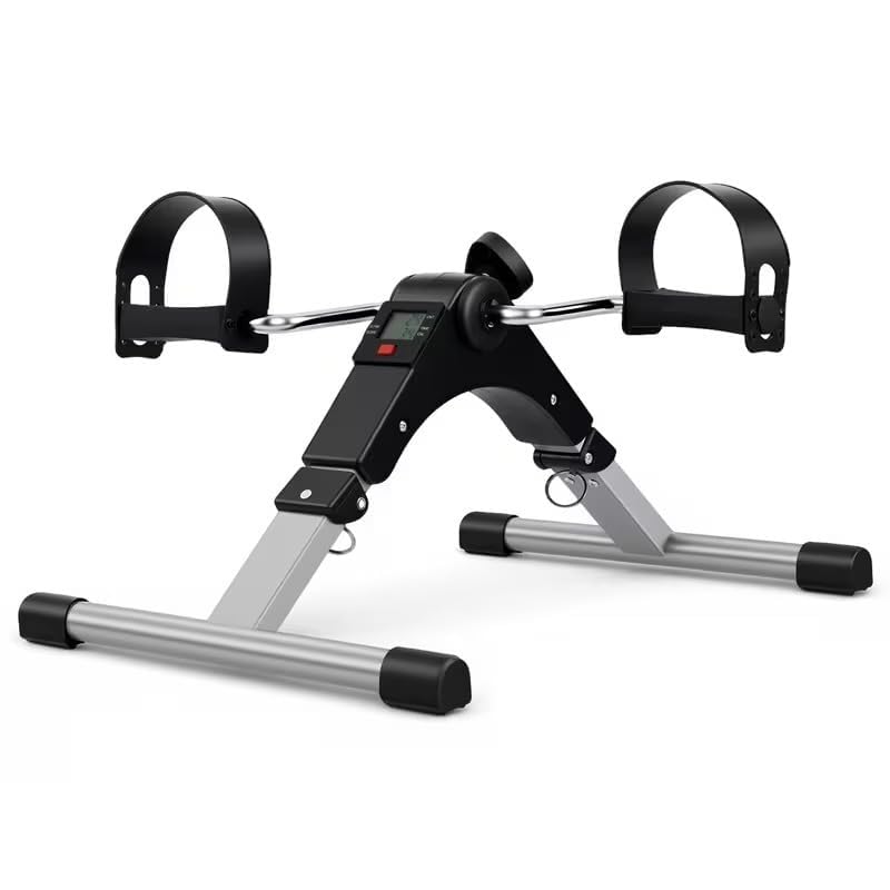 Mini Bike Digital Pedal Exerciser | Mini Cycle for Home Workout I Heavy Material with Fixing Strap, Adjustable Resistance & LCD Display | Versatile Workout Equipment | Black and Grey-image-41