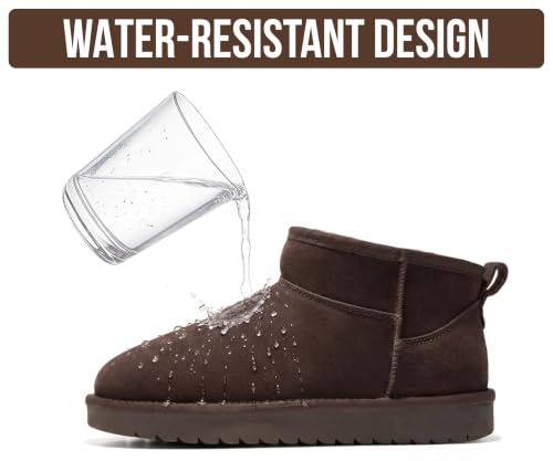 Image of 100% Genuine Leather Womens Boots Fur-Lined Booties Ankle Boots for Women