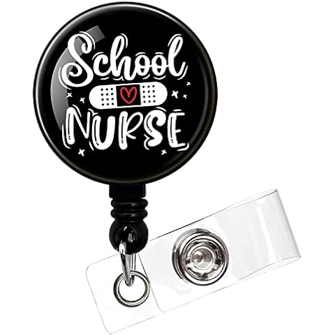 School Nurse,Funny Badge Reel,Retractable ID Card Badge Holder with Alligator Clip,Hospital Badge,School Nurse Badge,Medical MD RN Nurse Badge ID,Suitable for Nurses,Doctors,Nursing Students Cover