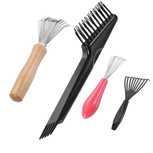 4 Pieces Hair Brush Cleaner Tool Set Comb Cleaning Brush & Rake for Removing Hair Dust Remover Dirt Lint Home Salon