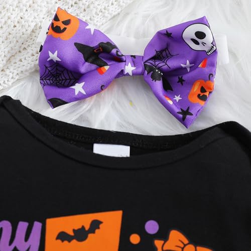 Infant Girl 1st Halloween Skirt Outfit Long Sleeve Romper and Headband 3PCS Baby Clothes Set4