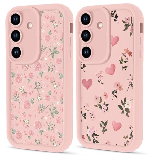 Protection Samsung A16 résistant aux chocs lot de 2 coques souples motif fraise fleur
