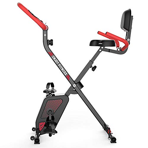 pooboo Folding Exercise Bike Indoor Cycling Bike Magnetic Upright Bike Stationary Bike with Dumbbells,Arm Resistance Bands,Pulse Sensor,LCD Monitor - Home Fitness Guru pooboo Folding Exercise Bike Indoor Cycling Bike Magnetic Upright Bike Stationary Bike with Dumbbells,Arm Resistance Bands,Pulse Sensor,LCD Monitor - Image 5