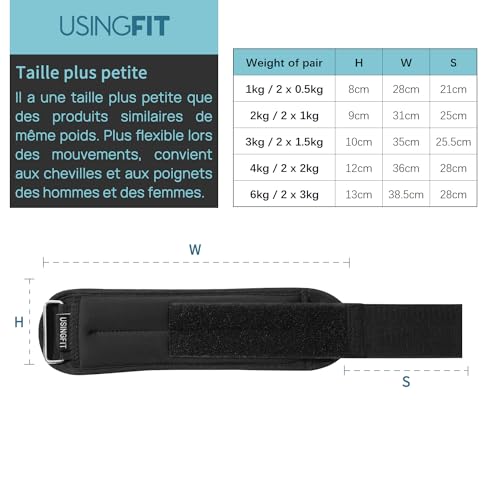 Poids cheville lestes chevilles musculation USINGFIT ajustables de 0.5kg à 3kg - 3