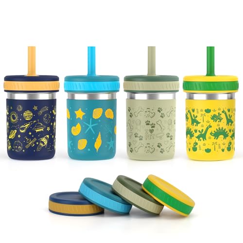 Sursip 10 oz Stainless Steel Kids Cups with Silicone Sleeves