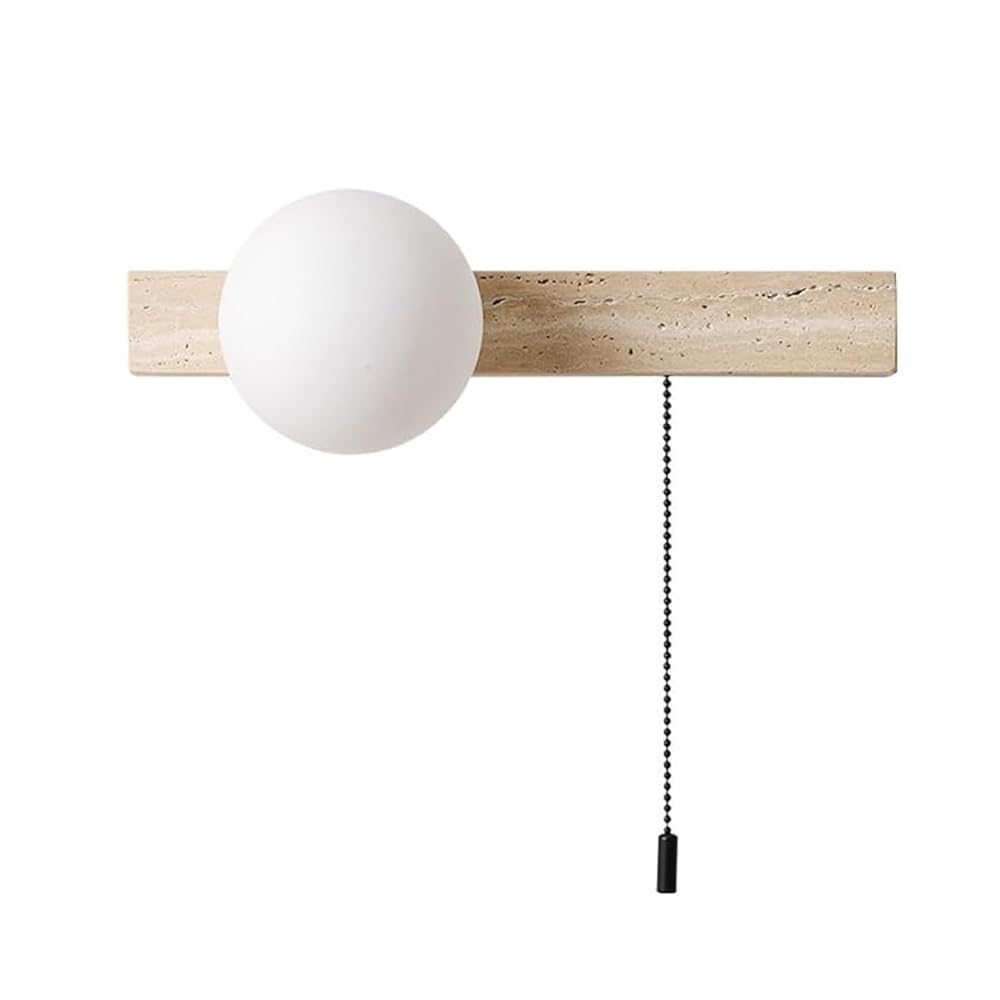 HXYSXHJUO Nordic Minimalist Style Yellow Travertine Glass Wall Lamp, G9 Base Wall-Mounted Light Fixtures, Creative Single-Head Light, Bedroom, Living Room and Entryway Decoration Sconce