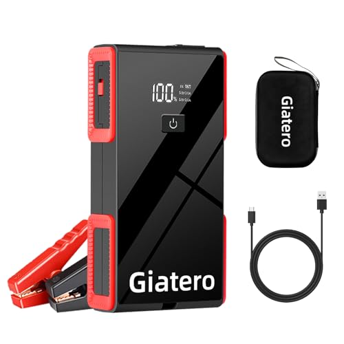 Giatero 006B 4000A Car Jump Starter, Portable Jump Start Battery Pack(10.0L Gas/8.0L Diesel), 12V Battery Booster Jump Box with 3 Modes Flashlight, Jumper Cable & Large LCD Display, QC 3.0 Power Bank