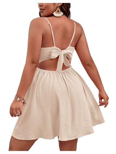 Image of Floerns Women's Plus Size Cut Out Twist Front Sleeveless Flare Hem Cami Dress
