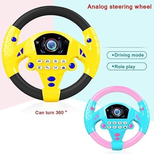 Image of Kids Driving Steering Wheel Funny Interactive Driving Wheel with Music (YELLOW)