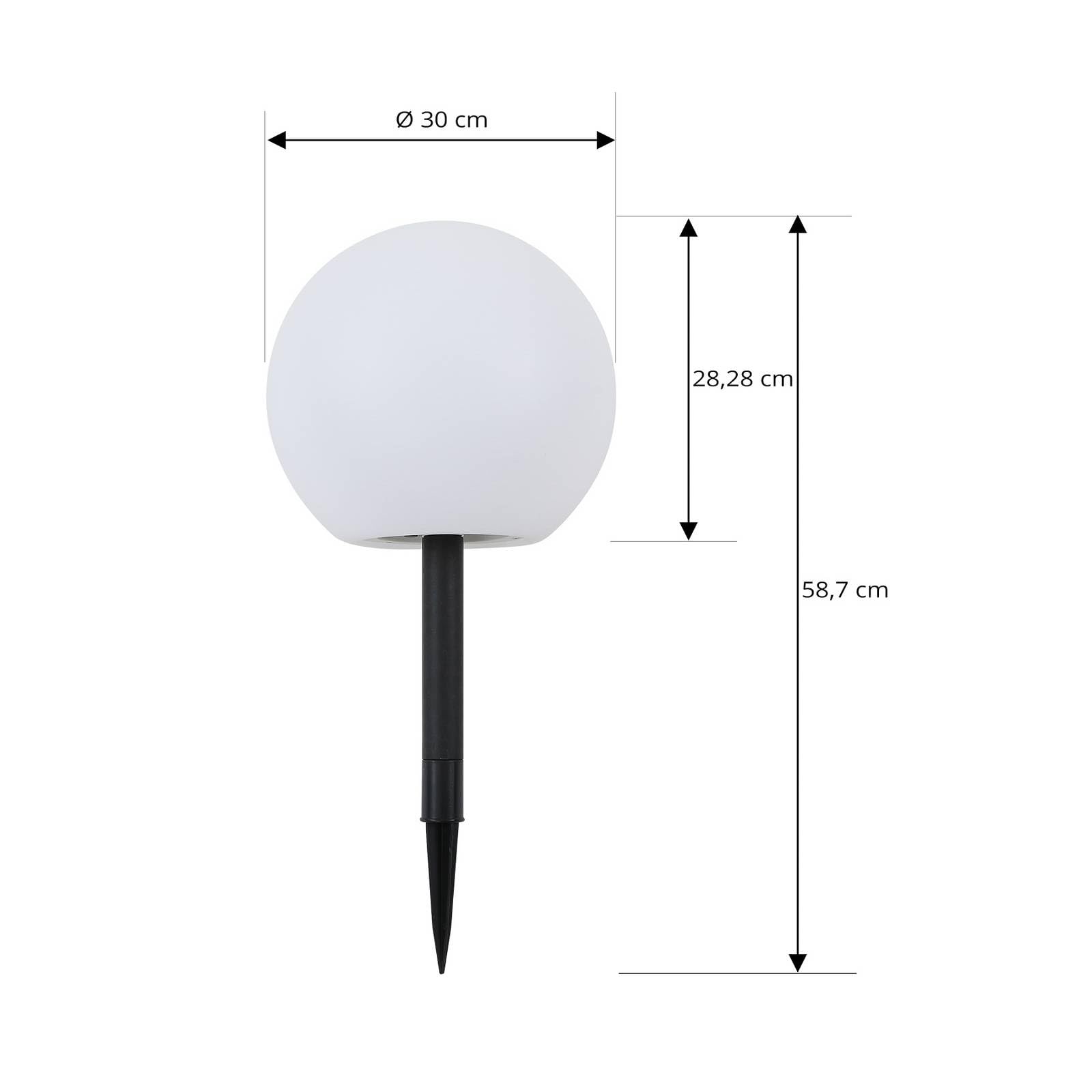 Lindby Moderno Lámpara de exterior con pin de tierra de 30 cm con LED en solar IP44 - Lago Plástico Esfera Incluye LED Max. 2 x 0.2 Watt
