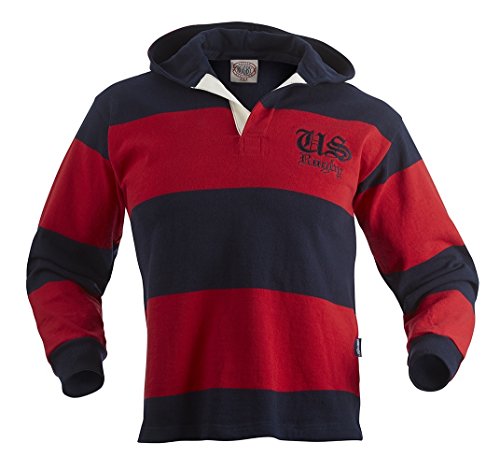 USA Hooded Rugby Jersey (2X-Large) Red, Navy