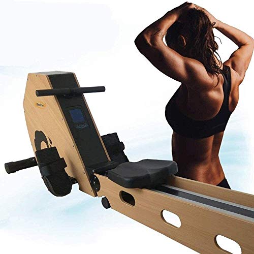 Image of Wooden Indoor Row Machine Home Gyms Fitness Magnetic Rowing Machine with LCD Display and Adjustable Resistance - for Home Full Body Exercise