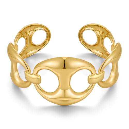 Chunky Gold Cuff Bracelets for Women IrregularI Wide Statement Gold Bracelets Trendy Minimalist Stackable Open Bangle Bracelet